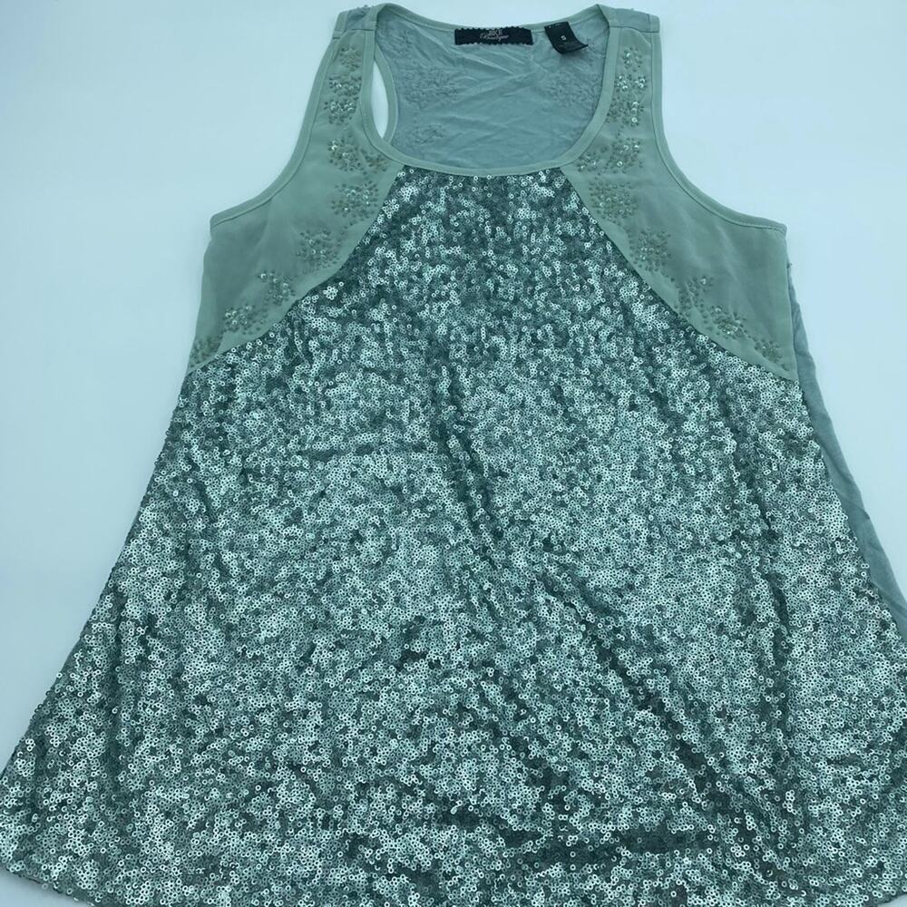 BKE  Tank Top Women's Small Seafoam Green Sequined & Beaded ‎ Dressy